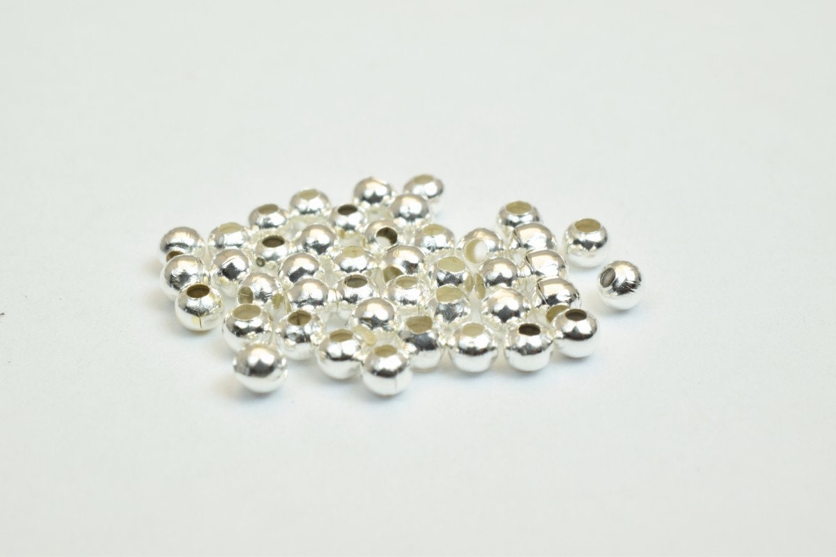 600 PCs Silver Plated or Nickel Plated Plain Round Beads 2mm Hole Size 0.8mm to 1mm For Jewelry Making