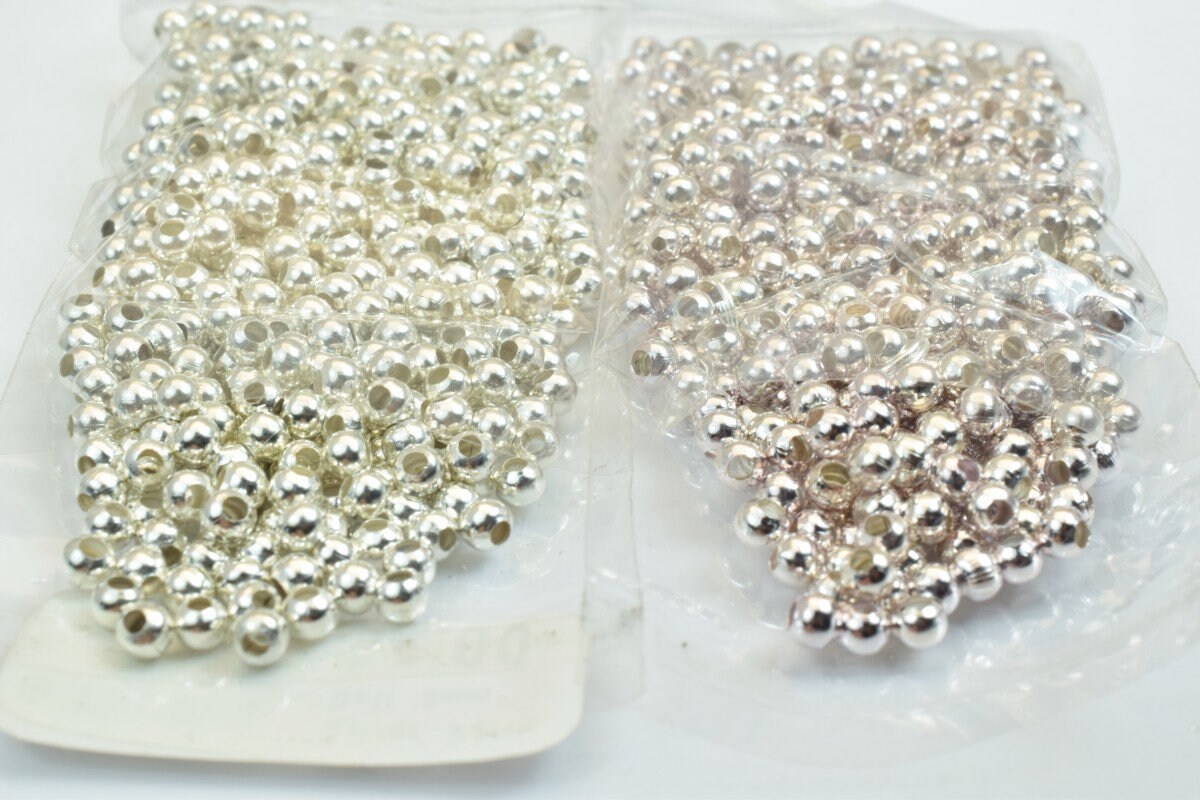 600 PCs Silver Plated or Silver Chrome Plated Plain Round Beads 3mm Hole Size 1mm to 2mm For Jewelry Making