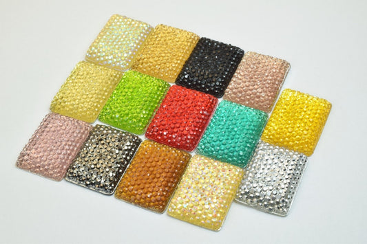 10 PCs Sparkly Acrylic Rhinestone Rectangle 25x15mm Resin Flatback Decoden Beads Kawaii Cabochons Phone Case Embellishments Bling Invitation