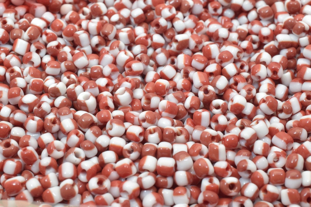 Red/White Glass Seed Beads Size 6.0 Sold by 1 LB/ Pound Size 6/0 are 3mm, 4mm Beads Item# 789222067083