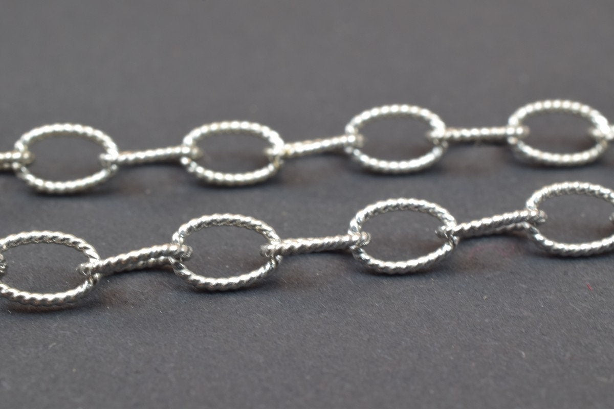 925 Sterling Silver Chain With Rhodium Filled On Top for Jewelry Making By Foot MADE IN ITALY Item# SSC015R