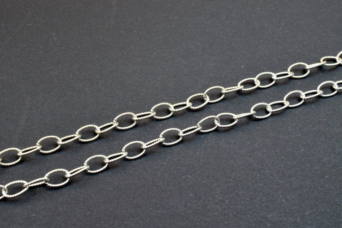 925 Sterling Silver Chain With Rhodium Filled On Top for Jewelry Making By Foot MADE IN ITALY Item# SSC015R