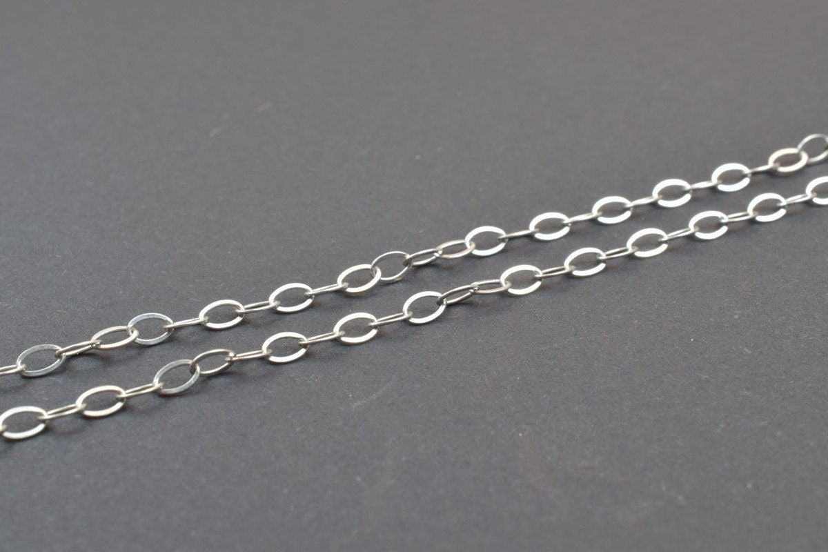 925 Sterling Silver Chain With Rhodium Filled Plated On Top for Jewelry Making By Foot Item# SSC014R