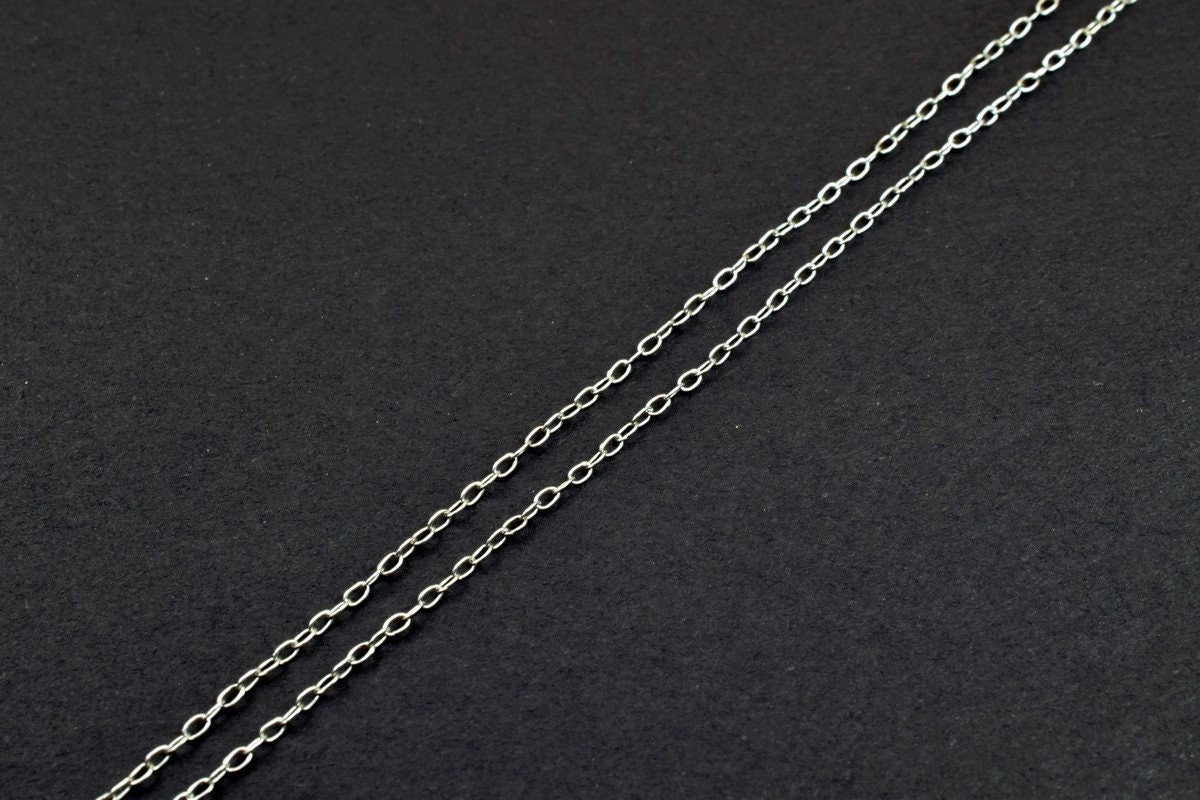 925 Sterling Silver Chain With Rhodium Filled Plated On Top for Jewelry Making By Foot Item# SSC011R