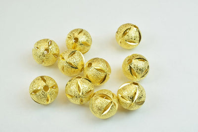 100 PCs Gold Plated Carved Round Beads 8mm/10mm Diamond Cut