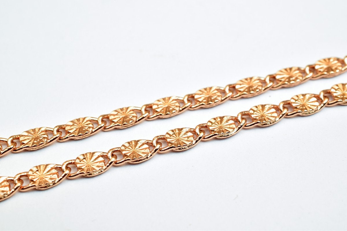 23" Inches Rose Gold Filled EP Chain Diamond Cut Chain/Beading Chain 3.5mm width 1mm Thickness Findings Chain, For Jewelry Making CG226