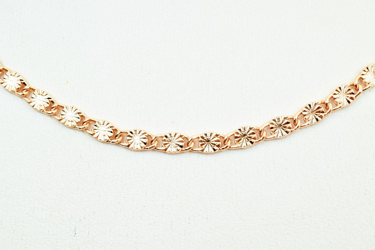 23" Inches Rose Gold Filled EP Chain Diamond Cut Chain/Beading Chain 3.5mm width 1mm Thickness Findings Chain, For Jewelry Making CG226