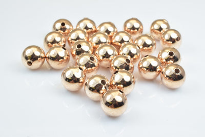 100 PCs Rose Gold Plated Plain Carved Round Beads 6mm/8mm/10mm Plain For Jewelry Making