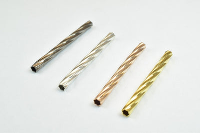 12 PCs Straight Tube Jewelry Finding Beads 3x40mm/3x45mm/3x50mm Diamond Cut Gold/Silver/ Rose Gold/ Gun Metal Diamond Cut For Jewelry Making