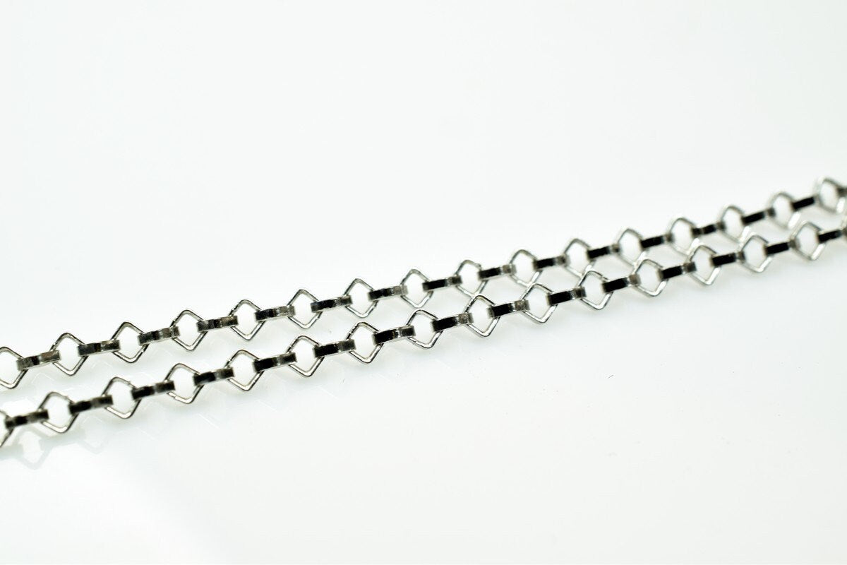 925 Sterling Silver Chain With Rhodium Filled Plated On Top for Jewelry Making By Foot Item# SSC035R