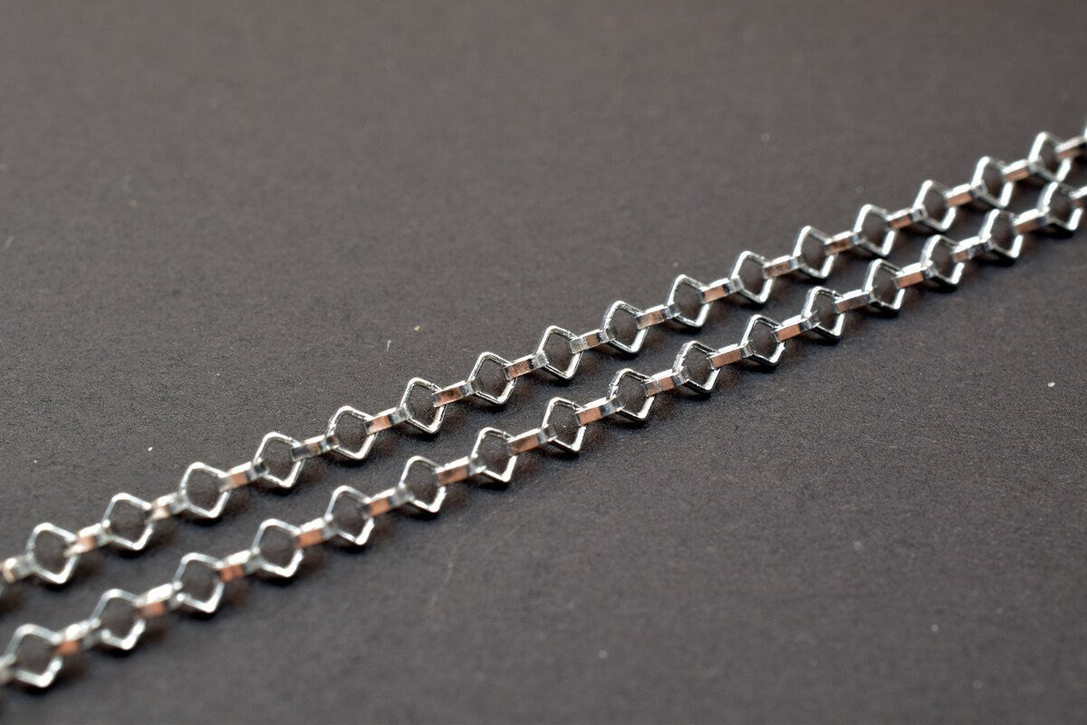 925 Sterling Silver Chain With Rhodium Filled Plated On Top for Jewelry Making By Foot Item# SSC035R