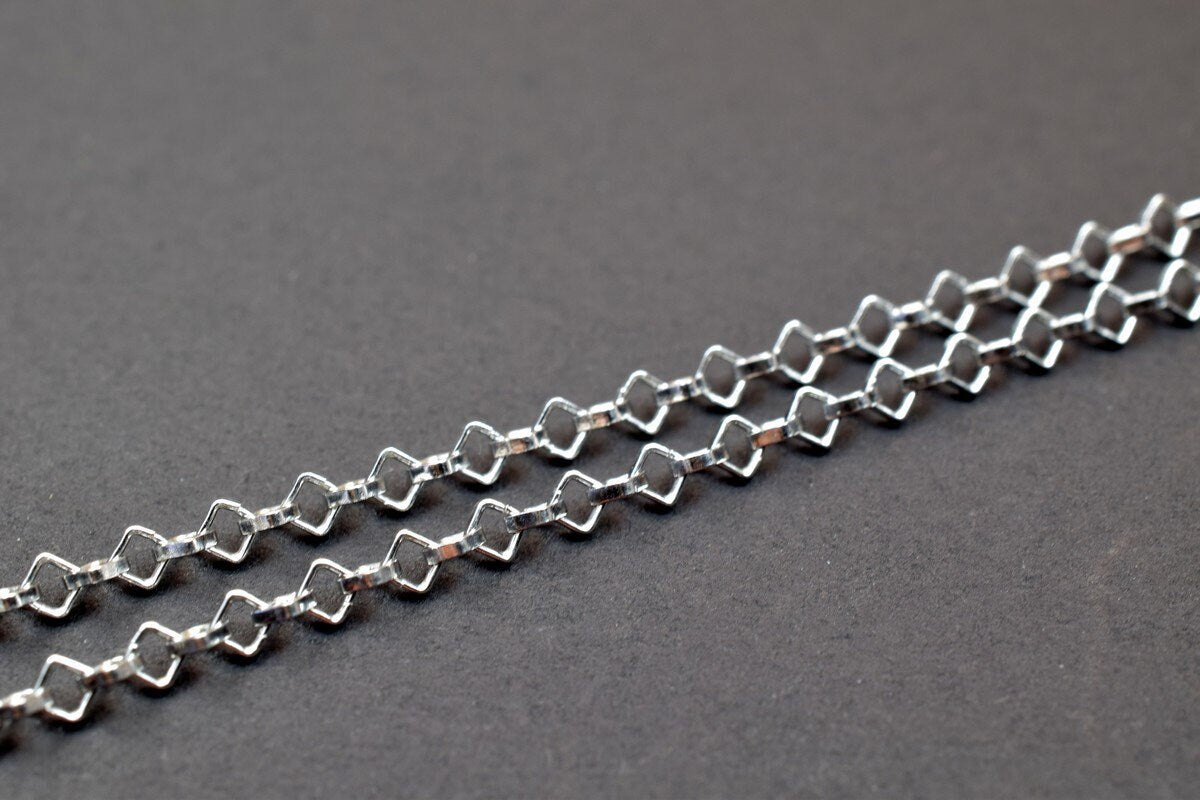 925 Sterling Silver Chain With Rhodium Filled Plated On Top for Jewelry Making By Foot Item# SSC035R