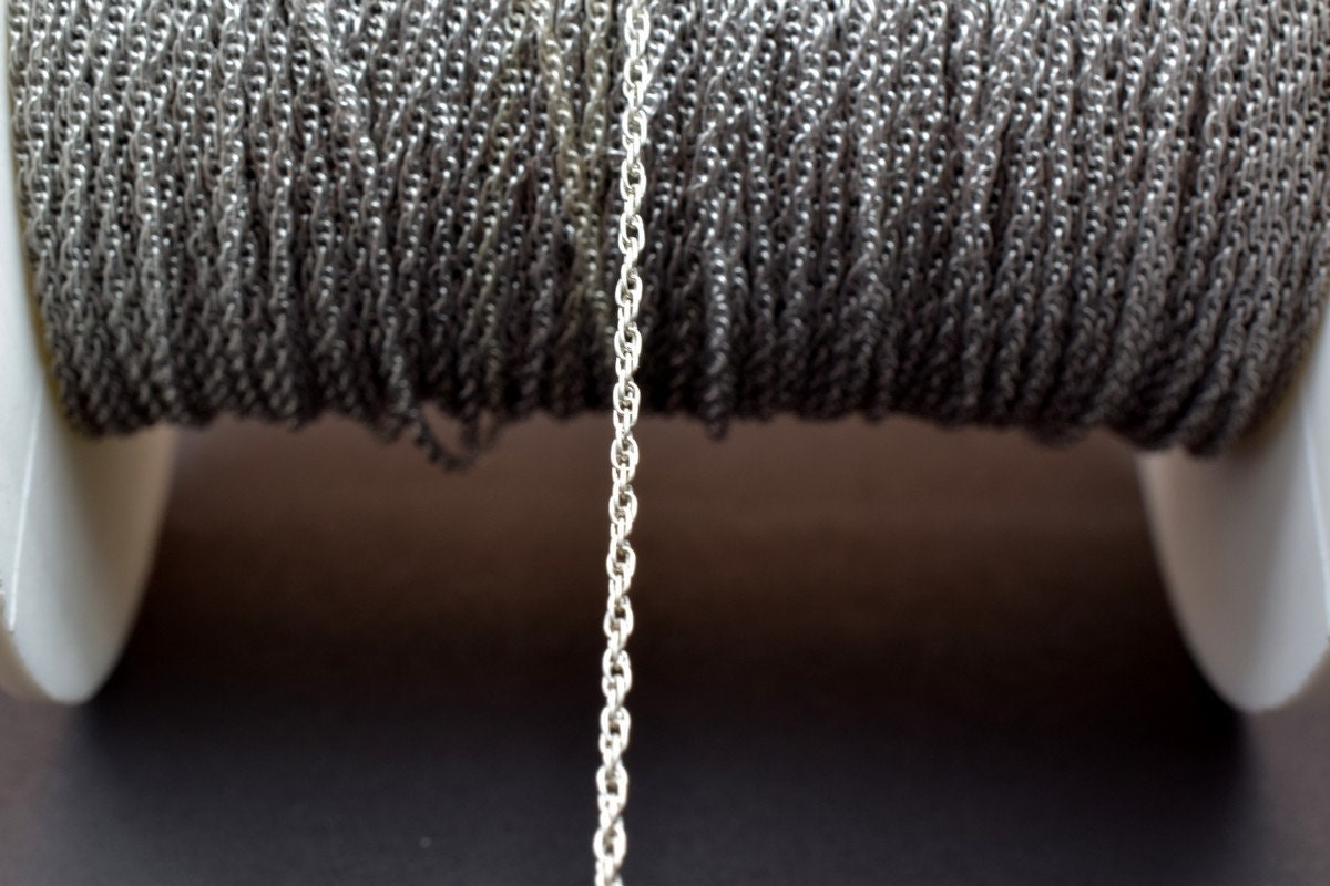 925 Sterling Silver Chain With Rhodium Filled Plated On Top for Jewelry Making By Foot Item# SSC038R