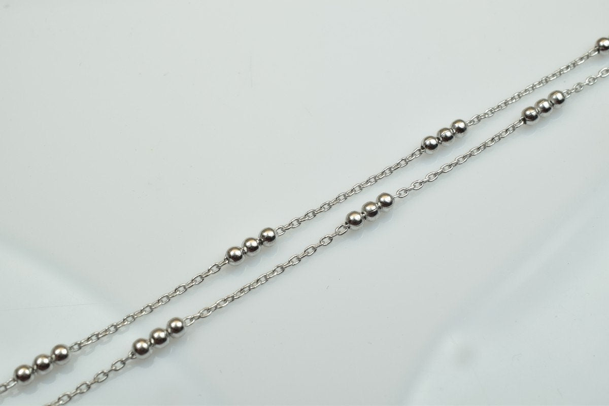 925 Sterling Silver Chain With Rhodium Filled Plated On Top for Jewelry Making By Foot Item# SSC042R