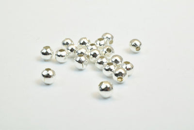 100 PCs Silver Plated Plain Round Beads 4mm Hole Size 1.5mm to 2mm For Jewelry Making