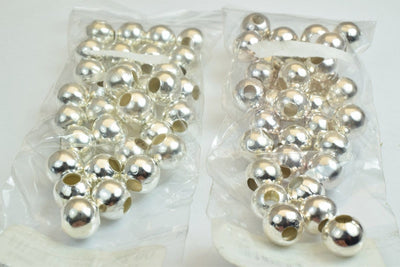 70 PCs Silver Plated or Silver Chrome Plated Plain Round Beads 6mm Hole Size 2mm to 3mm For Jewelry Making