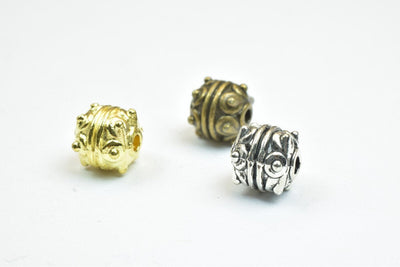 12 PCs Antique Silver/Gold/Antique Green Beads Size 7mm Hole Size 1mm For Jewelry Making