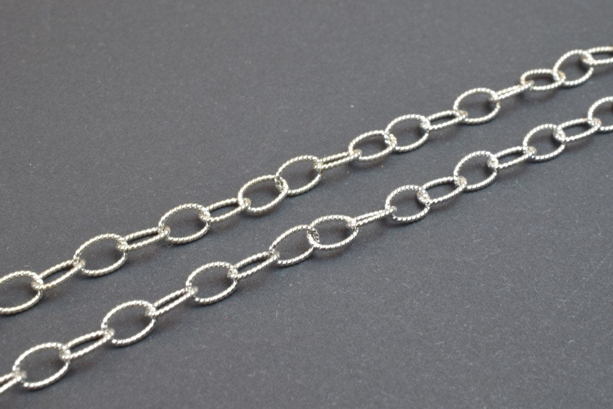 925 Sterling Silver Chain With Rhodium Filled On Top for Jewelry Making By Foot MADE IN ITALY Item# SSC015R