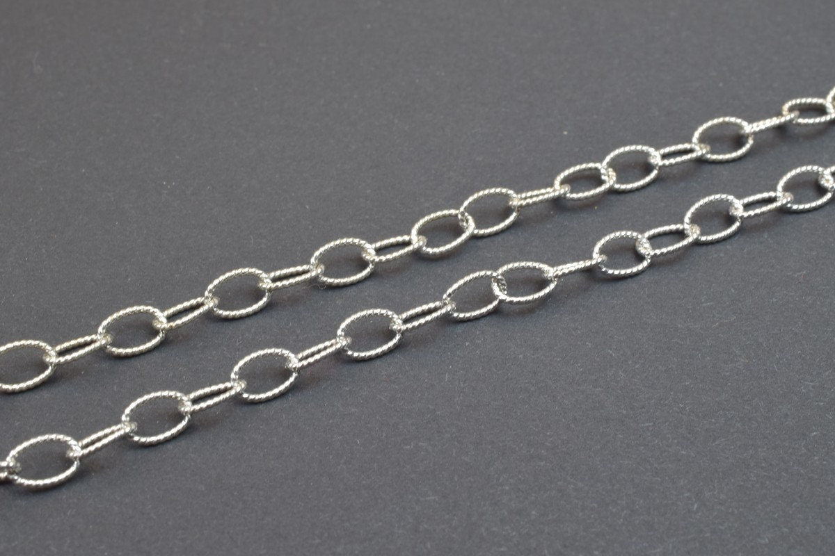 925 Sterling Silver Chain With Rhodium Filled On Top for Jewelry Making By Foot MADE IN ITALY Item# SSC015R