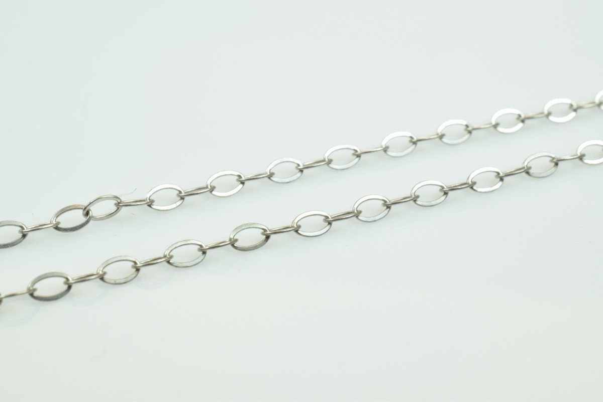 925 Sterling Silver Chain With Rhodium Filled Plated On Top for Jewelry Making By Foot Item# SSC014R