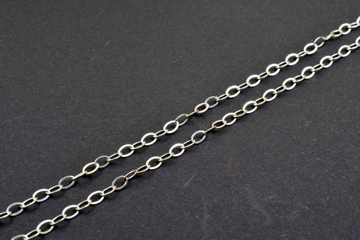 925 Sterling Silver Chain With Rhodium Filled Plated On Top for Jewelry Making By Foot Item# SSC014R