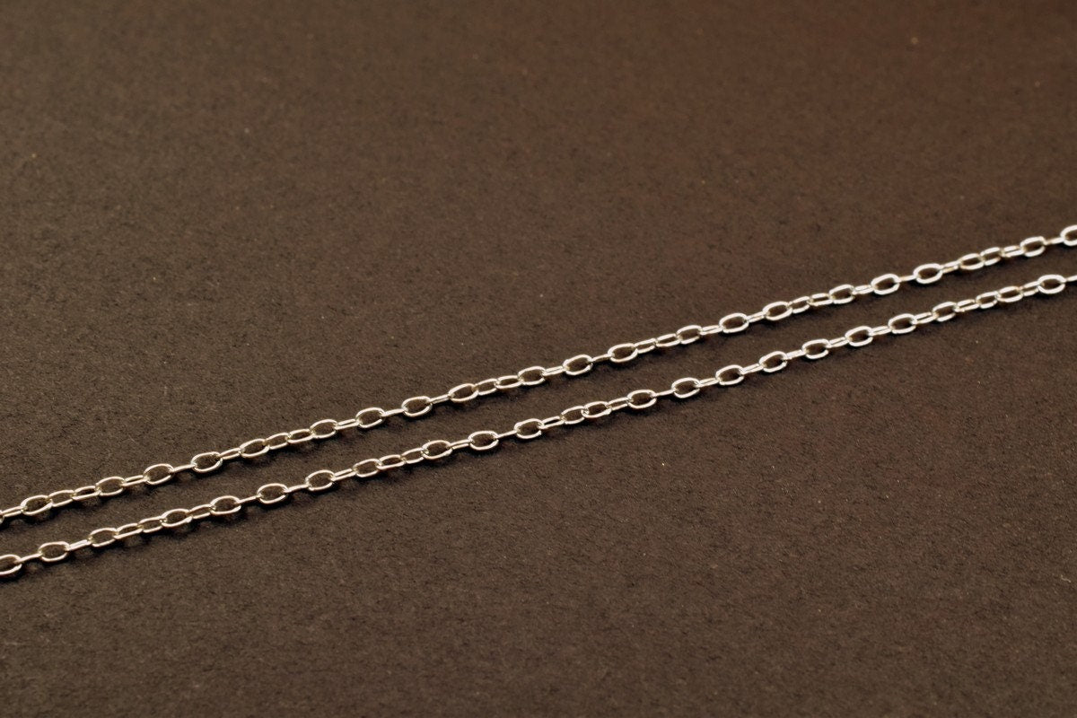 925 Sterling Silver Chain With Rhodium Filled Plated On Top for Jewelry Making By Foot Item# SSC011R