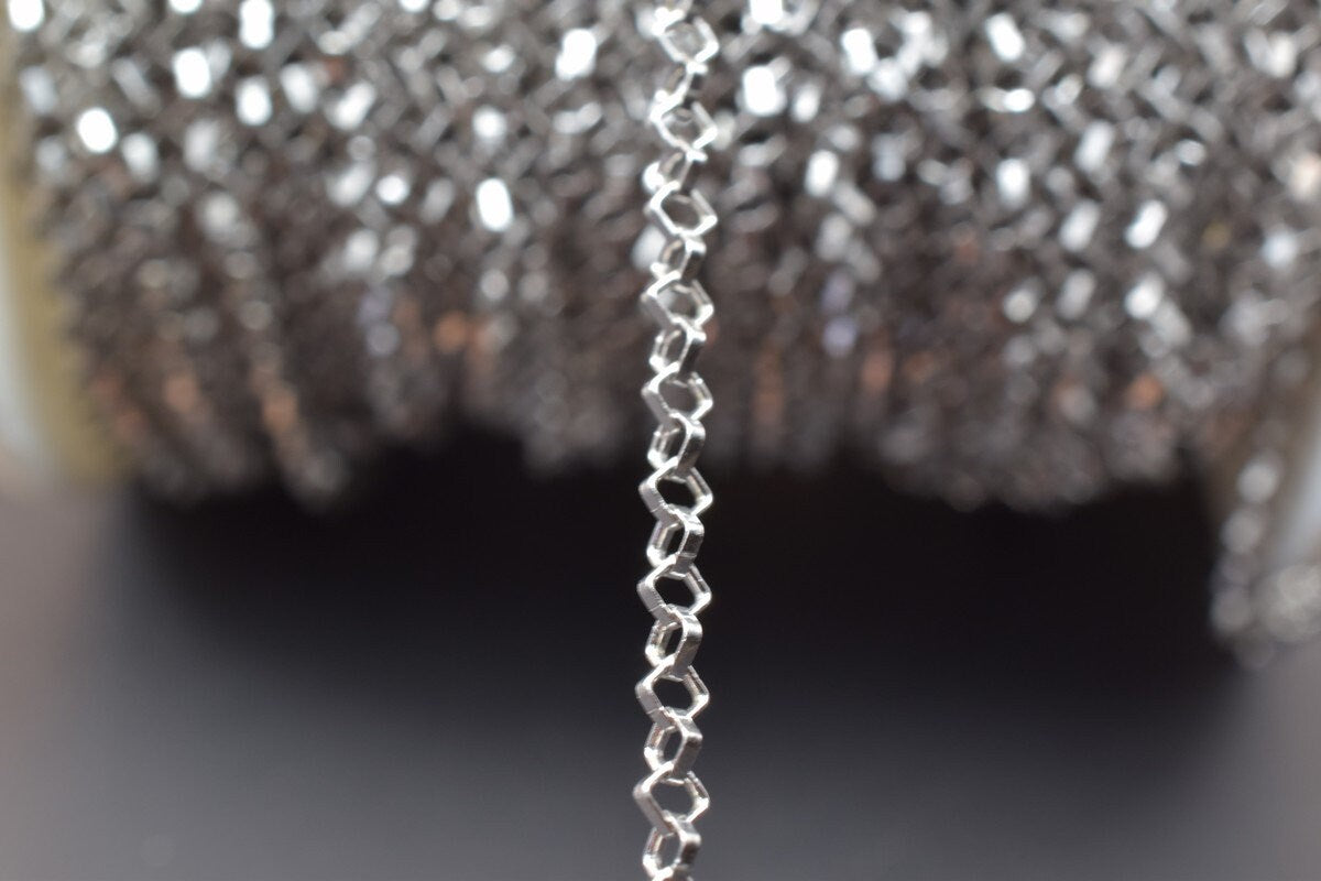 925 Sterling Silver Chain With Rhodium Filled Plated On Top for Jewelry Making By Foot Item# SSC035R