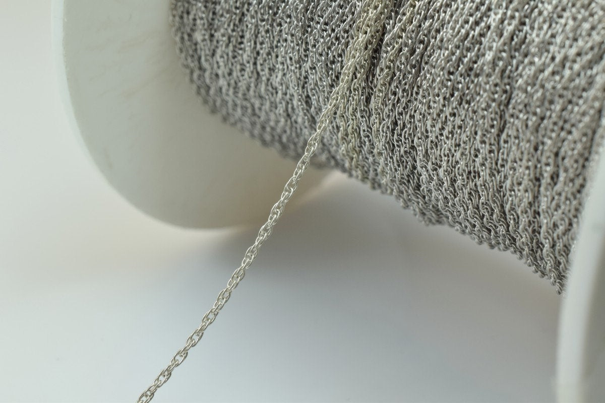 925 Sterling Silver Chain With Rhodium Filled Plated On Top for Jewelry Making By Foot Item# SSC038R