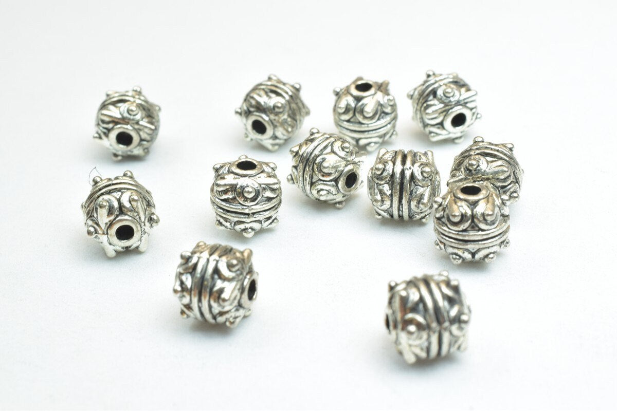 12 PCs Antique Silver/Gold/Antique Green Beads Size 7mm Hole Size 1mm For Jewelry Making