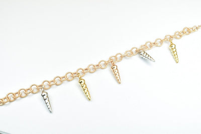 Rose Gold Chain With 18K Gold Filled/White Gold Filled Rhodium Charms, Size 7" Inch, Round Link Cable Chain Findings For Jewelry Making BG12