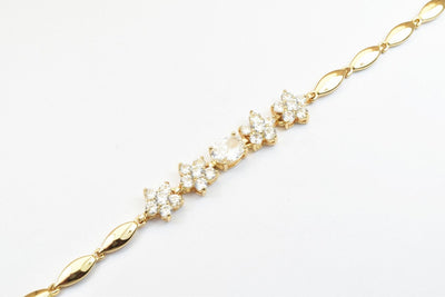 18KGF Gold Filled Chain With Cubic Zirconia Rhinestone Clear Stone Length 6.50" Inch 10mm Width finding for gold filled jewelry making BG41