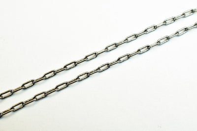 Gun Metal Plated Black Chain 15.5" Inches 1mm Width 1mm Thickness For Jewelry Making CG316