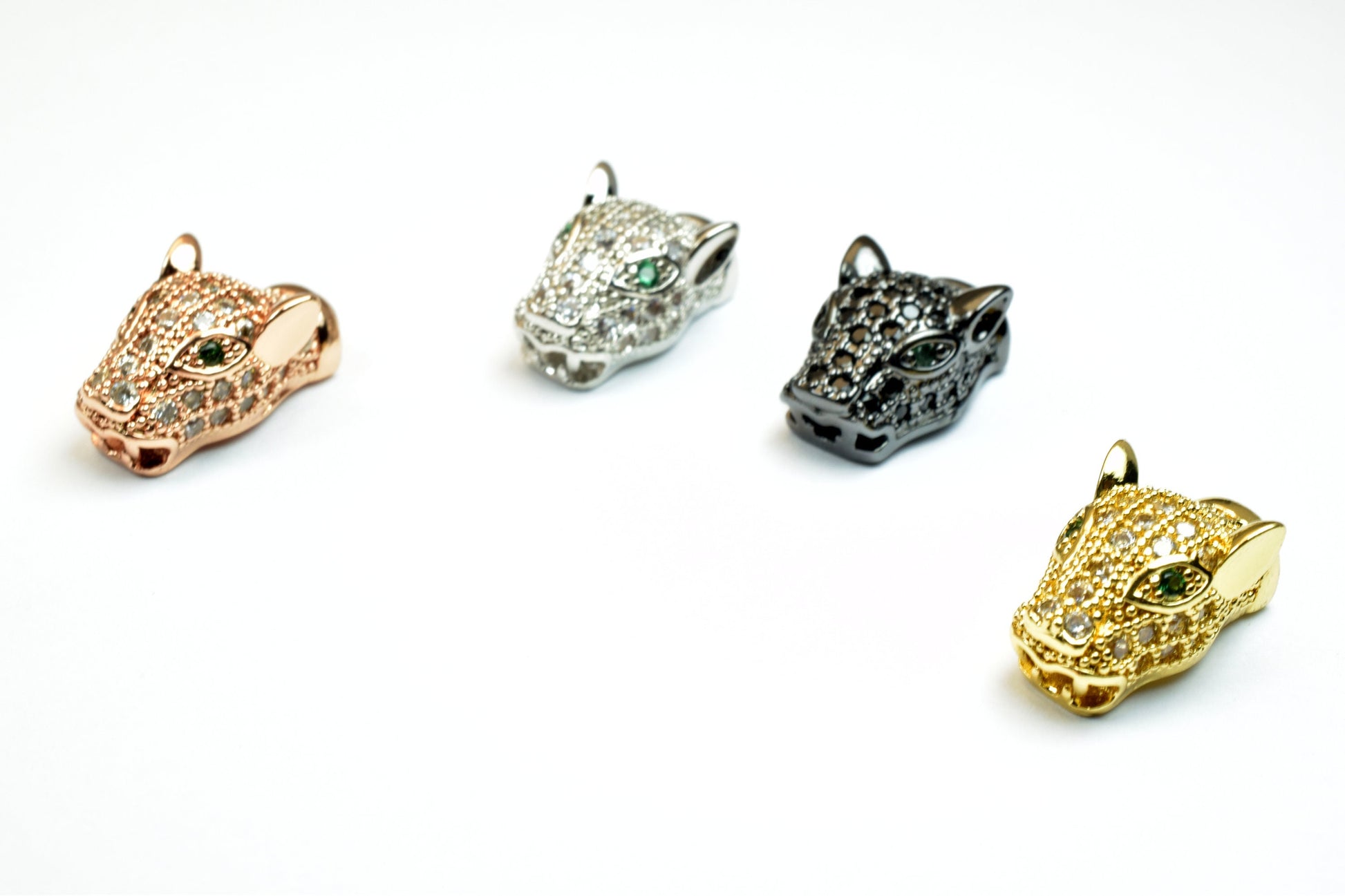 Leopard, Panther, Jaguar Micro Pave CZ Rhinestone Spacer Beads High Quality 4 Colors