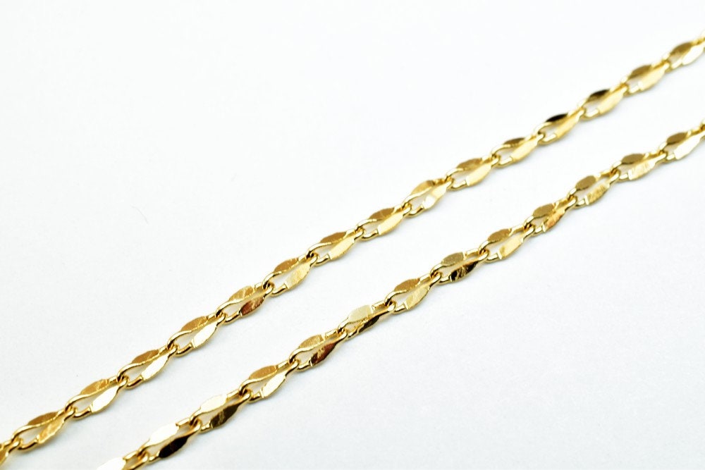 Pinky Gold Filled EP Chain 18KT Gold Filled Size 17.5" Inch Long 1.5mm Width 0.5mm Thickness For Jewelry Making Item #CG388