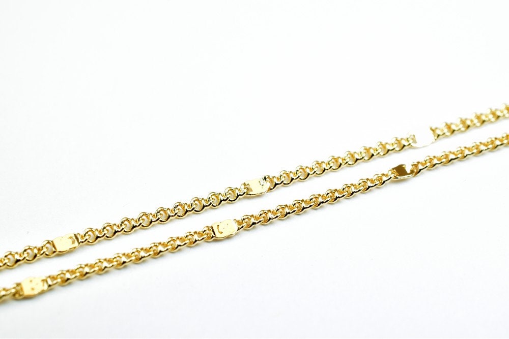 Pinky Gold Filled EP Chain 18KT Gold Filled Size 17.25" Inch Long 1mm Width 0.5mm Thickness For Jewelry Making Item #CG404