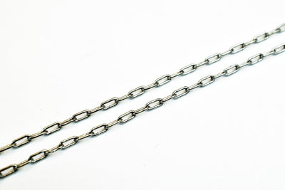 Gun Metal Plated Black Chain 15.5" Inches 1mm Width 1mm Thickness For Jewelry Making CG316