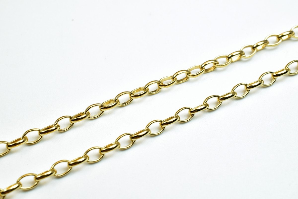 Gold Filled EP Chain 18KT Gold Filled Size 17.40" Long 2.5mm Width 1mm Thickness For Jewelry Making Item #CG349