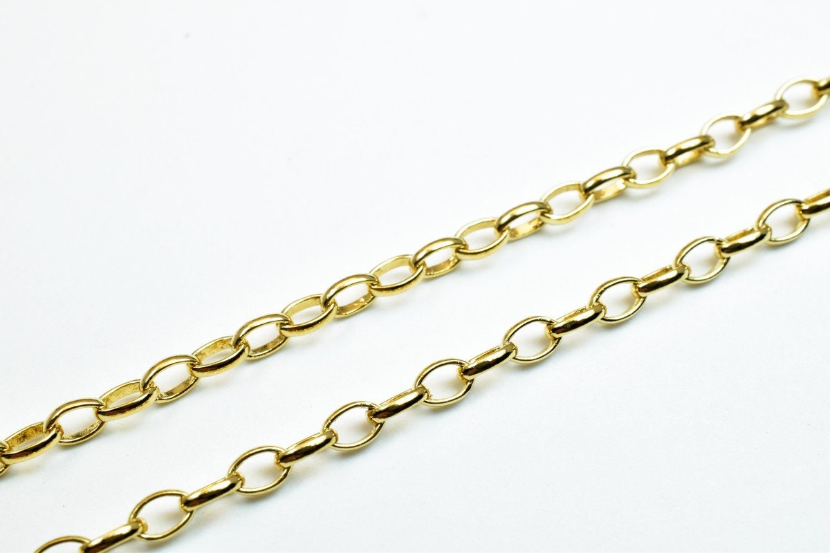 Gold Filled EP Chain 18KT Gold Filled Size 17.40" Long 2.5mm Width 1mm Thickness For Jewelry Making Item #CG349