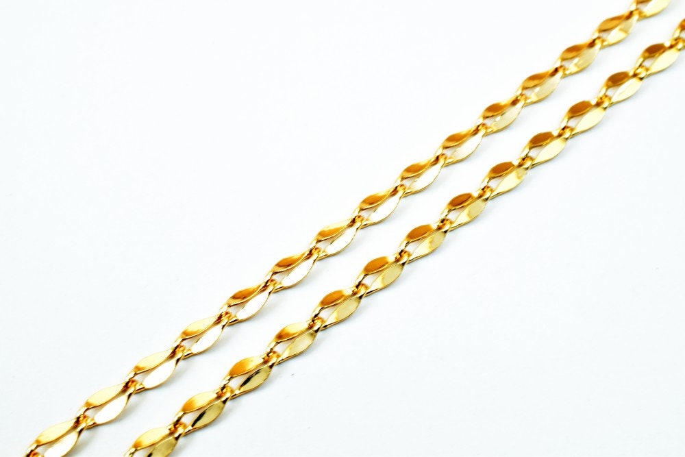 18K Pinky Gold Filled EP Chain Width 2.5mm Thickness 0.5mm Gold-Filled findings for Gold Filled Jewelry Making Sold by Foot PGF21