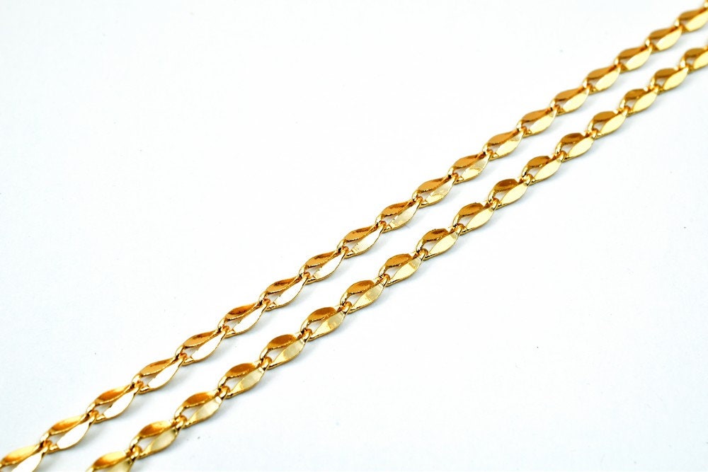 18K Pinky Gold Filled EP Chain Width 2.5mm Thickness 0.5mm Gold-Filled findings for Gold Filled Jewelry Making Sold by Foot PGF21