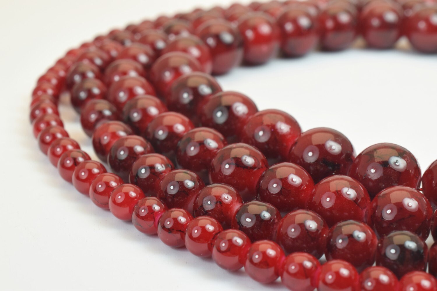 Glass Beads Round Beads Two Tone Red And Black 6mm/8mm/10mm/12mm Shine Round Beads For Jewelry Making Item# TTAD