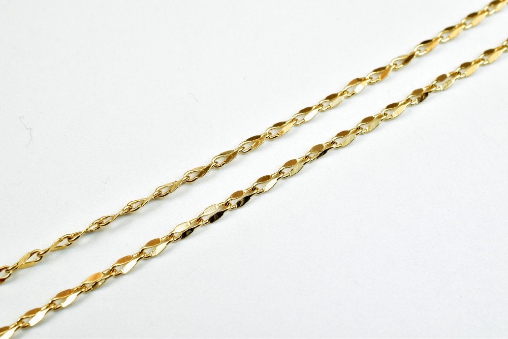 Pinky Gold Filled EP Chain 18KT Gold Filled Size 17.5" Inch Long 1.5mm Width 0.5mm Thickness For Jewelry Making Item #CG388