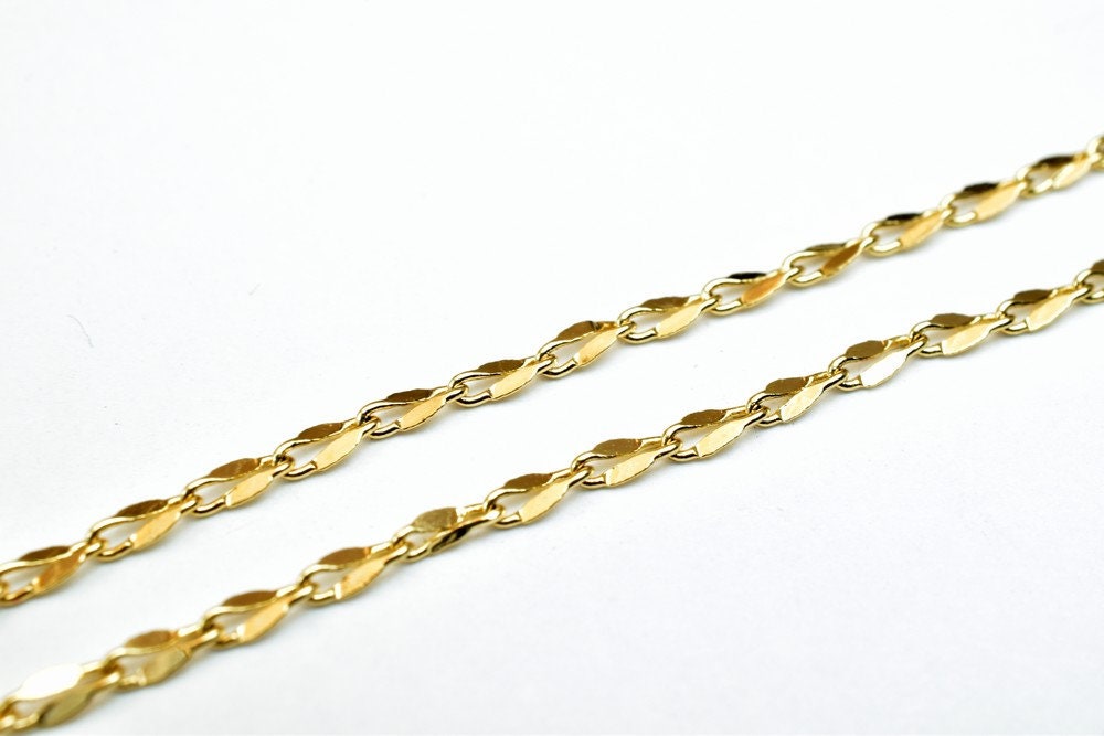 Pinky Gold Filled EP Chain 18KT Gold Filled Size 17.5" Inch Long 1.5mm Width 0.5mm Thickness For Jewelry Making Item #CG388