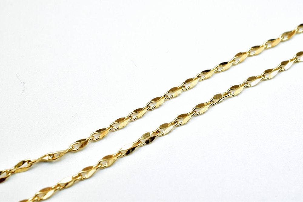 Pinky Gold Filled EP Chain 18KT Gold Filled Size 17.5" Inch Long 1.5mm Width 0.5mm Thickness For Jewelry Making Item #CG388