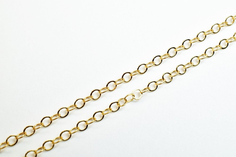 Pinky Gold Filled EP Cable Chain 18KT Gold Filled Size 17.5" Inch Long 2mm Width 0.25mm Thickness For Jewelry Making Item #CG397