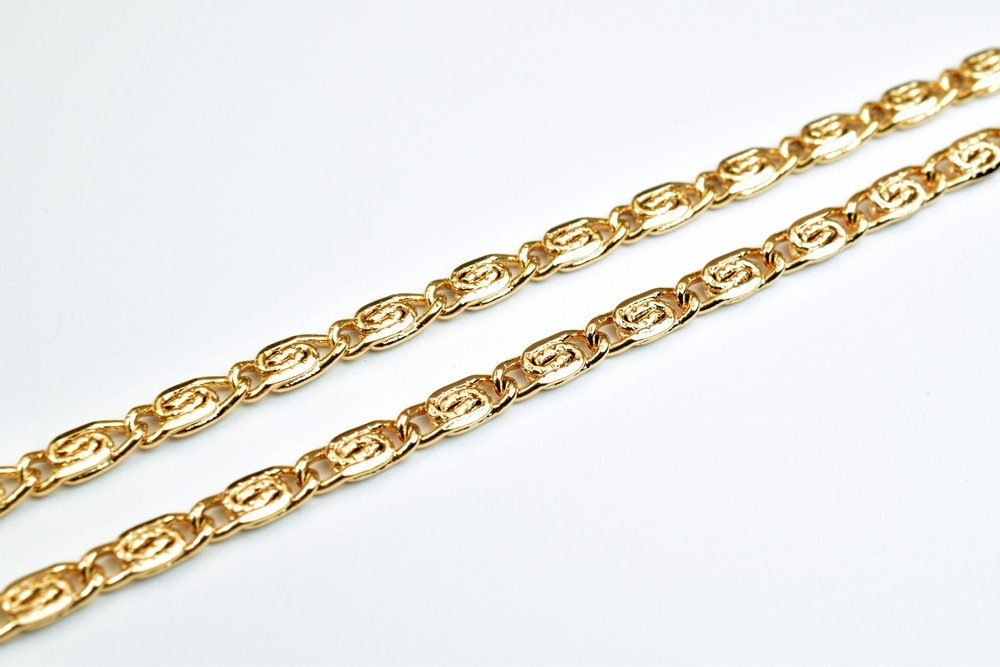 Pinky Gold Filled EP Chain 18KT Gold Filled Size 19.25" Inch Long 3mm Width 1mm Thickness For Jewelry Making Item #CG398