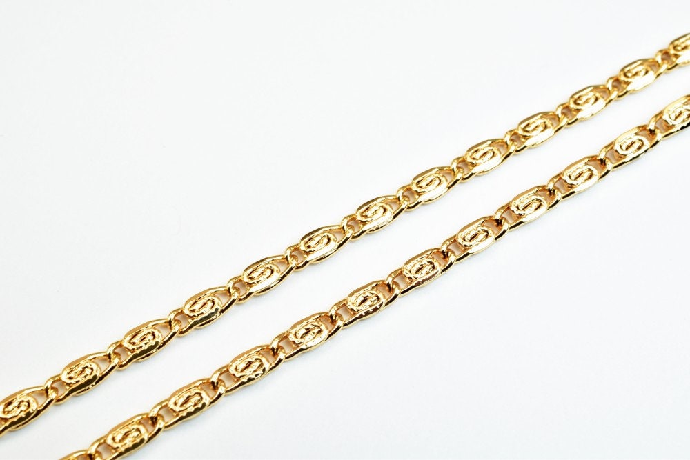 Pinky Gold Filled EP Chain 18KT Gold Filled Size 19.25" Inch Long 3mm Width 1mm Thickness For Jewelry Making Item #CG398