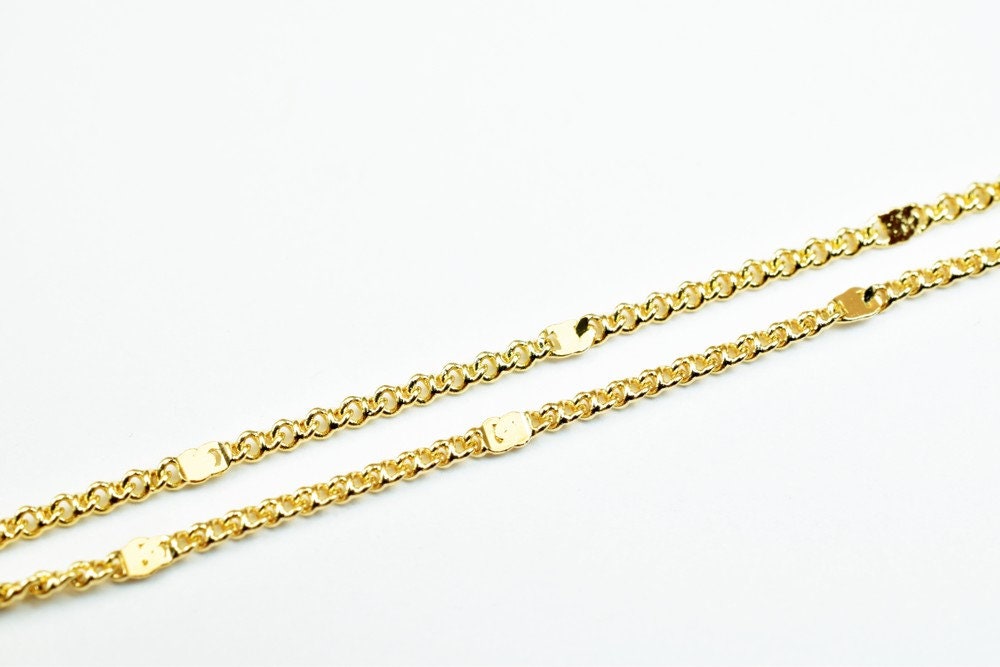 Pinky Gold Filled EP Chain 18KT Gold Filled Size 17.25" Inch Long 1mm Width 0.5mm Thickness For Jewelry Making Item #CG404