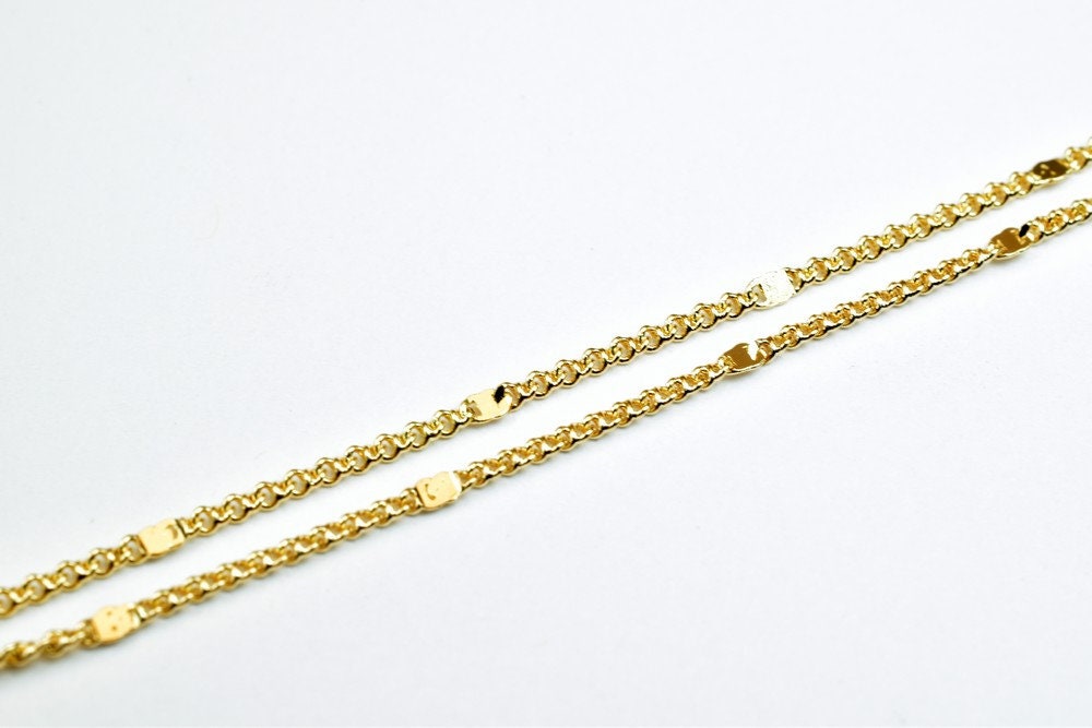 Pinky Gold Filled EP Chain 18KT Gold Filled Size 17.25" Inch Long 1mm Width 0.5mm Thickness For Jewelry Making Item #CG404