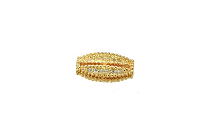 Cubic Zirconia Pave 18K Gold Filled EP Or Rhodium Plated CZ Rhinestone Beads Size 12.5x8mm,Thickness 6mm, Hole 2x1mm Oval Beads GFM50,GFM50W BeadsFindingDepot